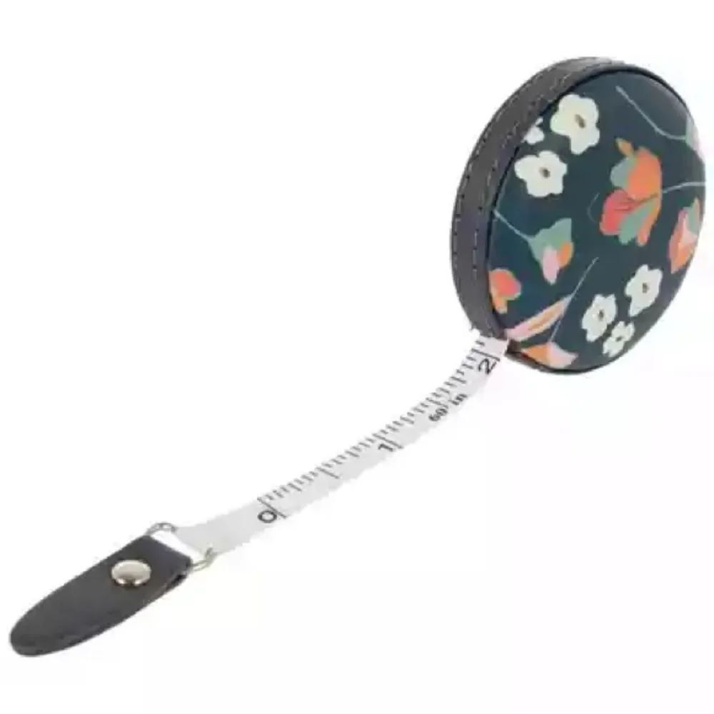 New 60” Floral Retractable Tape Measure - Navy and Coral